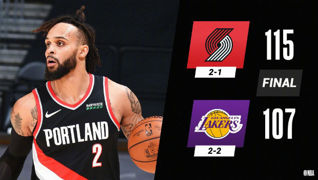 <a href=/lanqiush/blazers/ target=_blank class=infotextkey>开拓者</a>115-107战胜<a href=/lanqiush/lakers/ target=_blank class=infotextkey>湖人</a>
